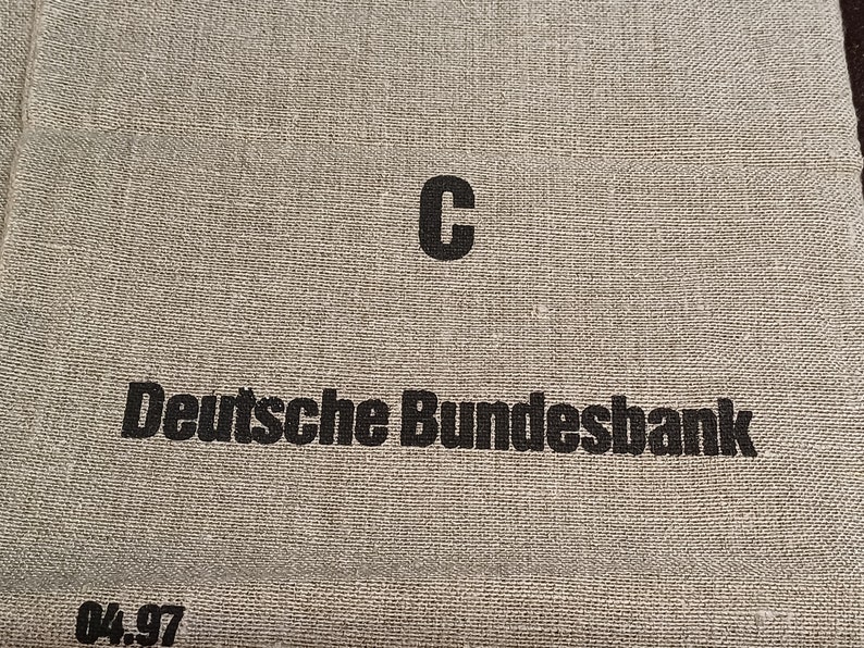 Geldsack Deutsche Bundesbank Original Münzsack Leinensack Größe C Münzbeutel must have Geschenkbeutel Bild 9