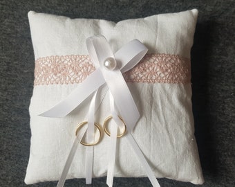 Ring pillow Ring bearer pillow white, pink