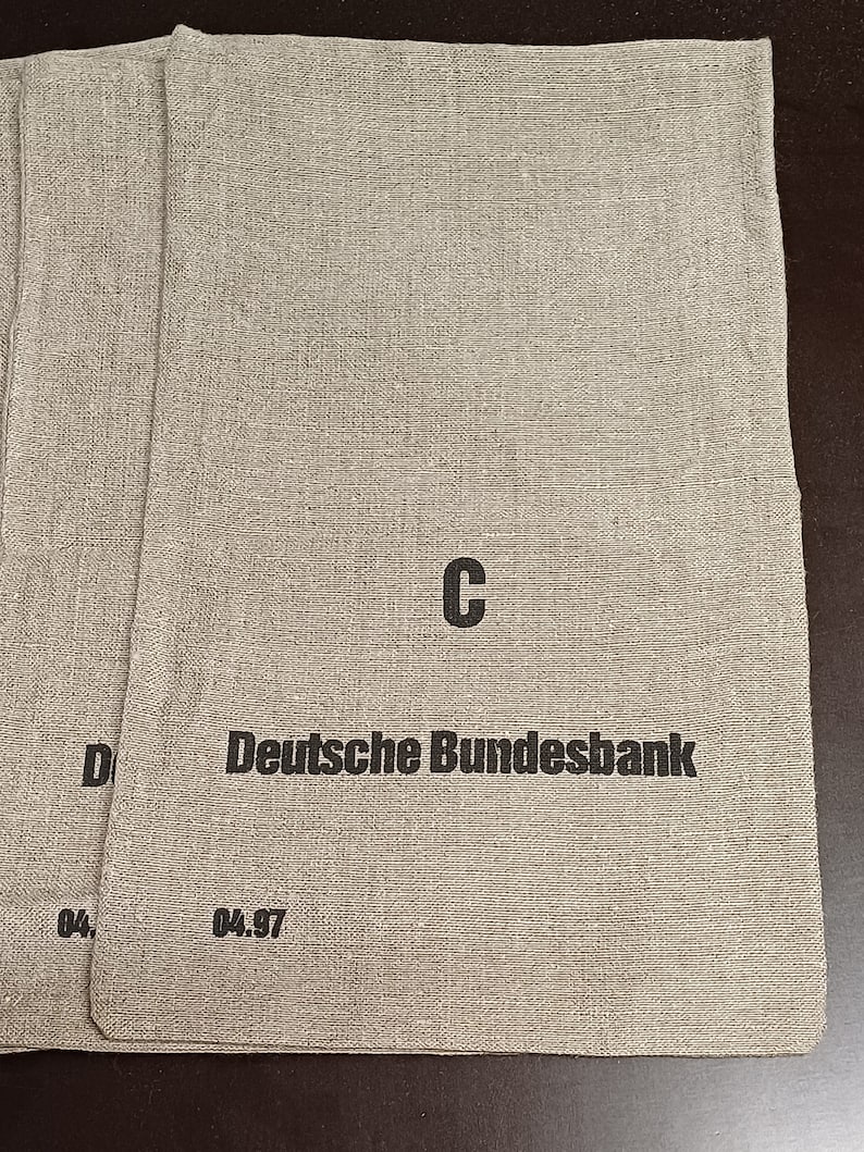 Geldsack Deutsche Bundesbank Original Münzsack Leinensack Größe C Münzbeutel must have Geschenkbeutel Bild 5