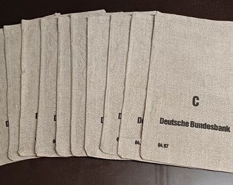 Geldsack Deutsche Bundesbank Original Münzsack Leinensack Größe C Münzbeutel must have Geschenkbeutel