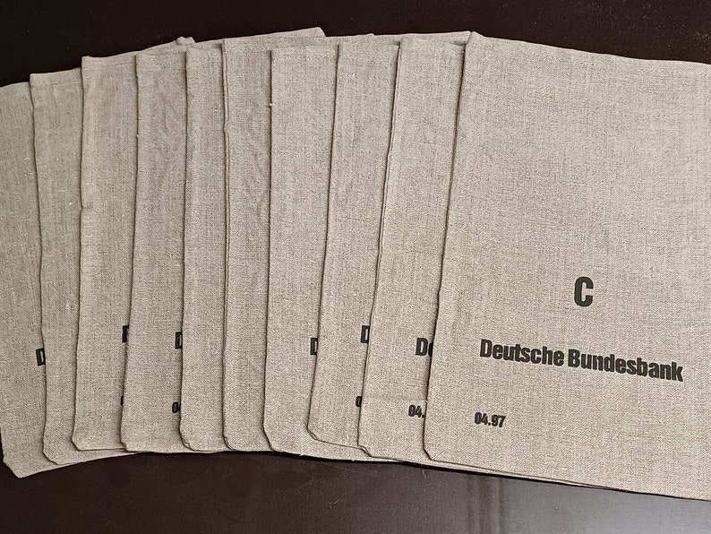 Geldsack Deutsche Bundesbank Original Münzsack Leinensack Größe C Münzbeutel must have Geschenkbeutel Bild 1