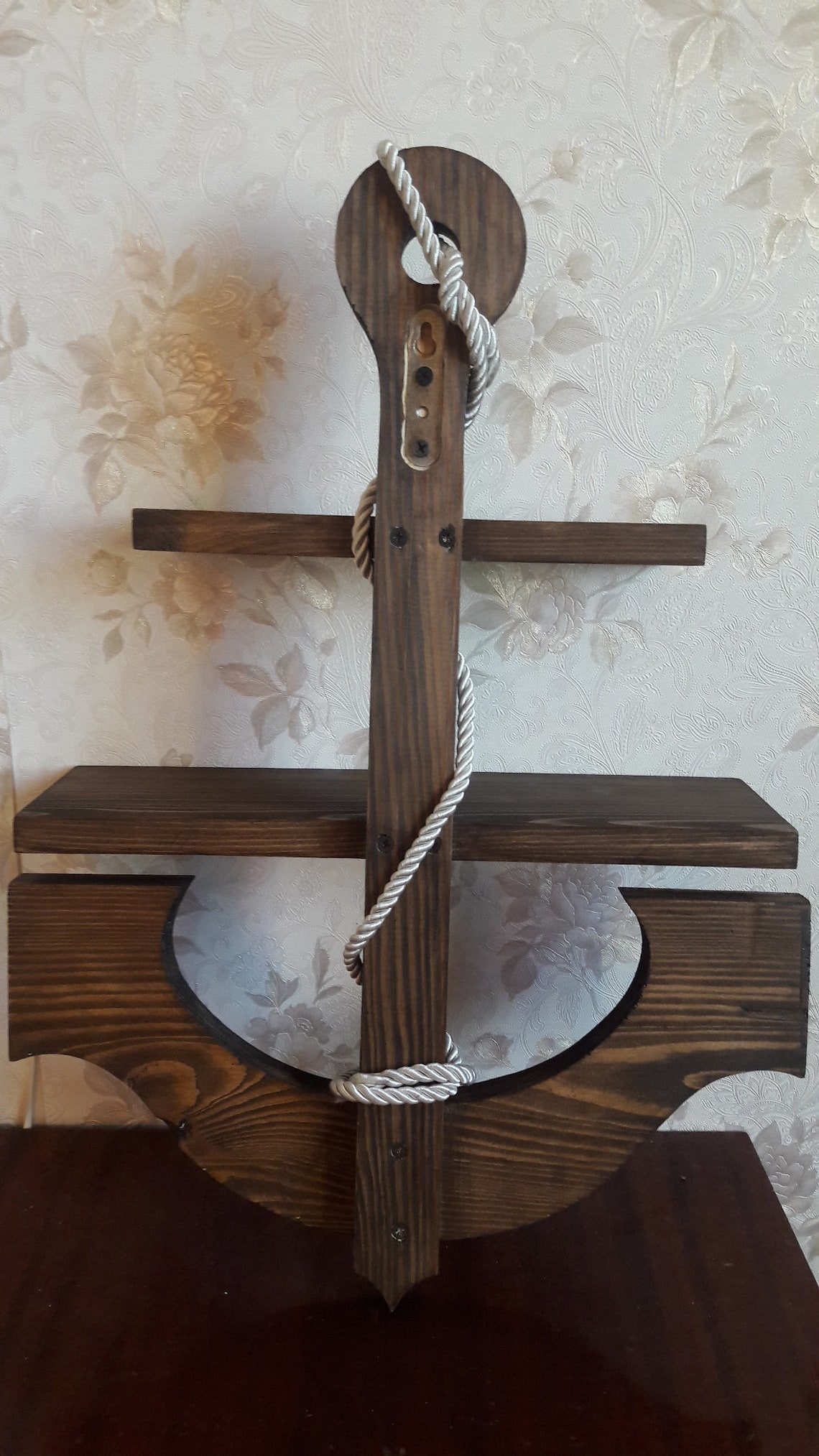 Wooden Anchor Shelf Wooden Anchor Decor Anchor Wall Hanging Etsy