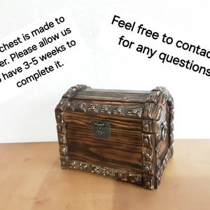 Wood Treasure Chest, Small Wooden Storage Box, Pirate Chest image 3