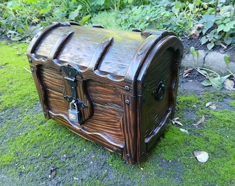 Large Rustic Wood Treasure Chest, Secret Box, Pirate Chest