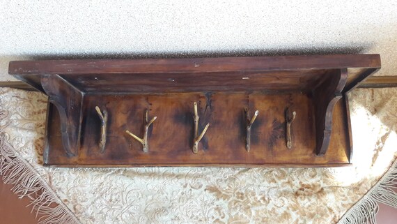 Vintage Wooden Hook Rack Wall Hooks Antique Hanging - Vintage Wall Shelf With Hooks Vintage Wooden Hook Rack Wall Hooks Antique Hanging - Vintage Wall Shelf With Hooks