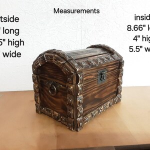 Wood Treasure Chest, Small Wooden Storage Box, Pirate Chest image 2
