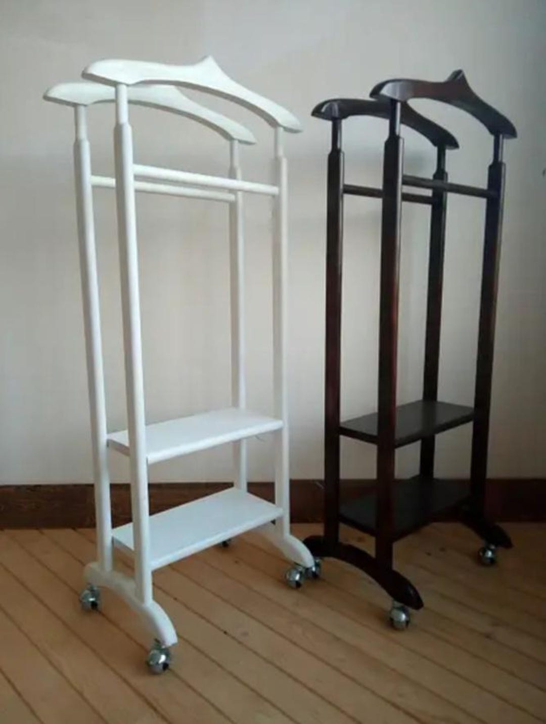 White Wooden Valet, Oak Suit Stand, Solid Wood Suit Rack, Oak Valet ...
