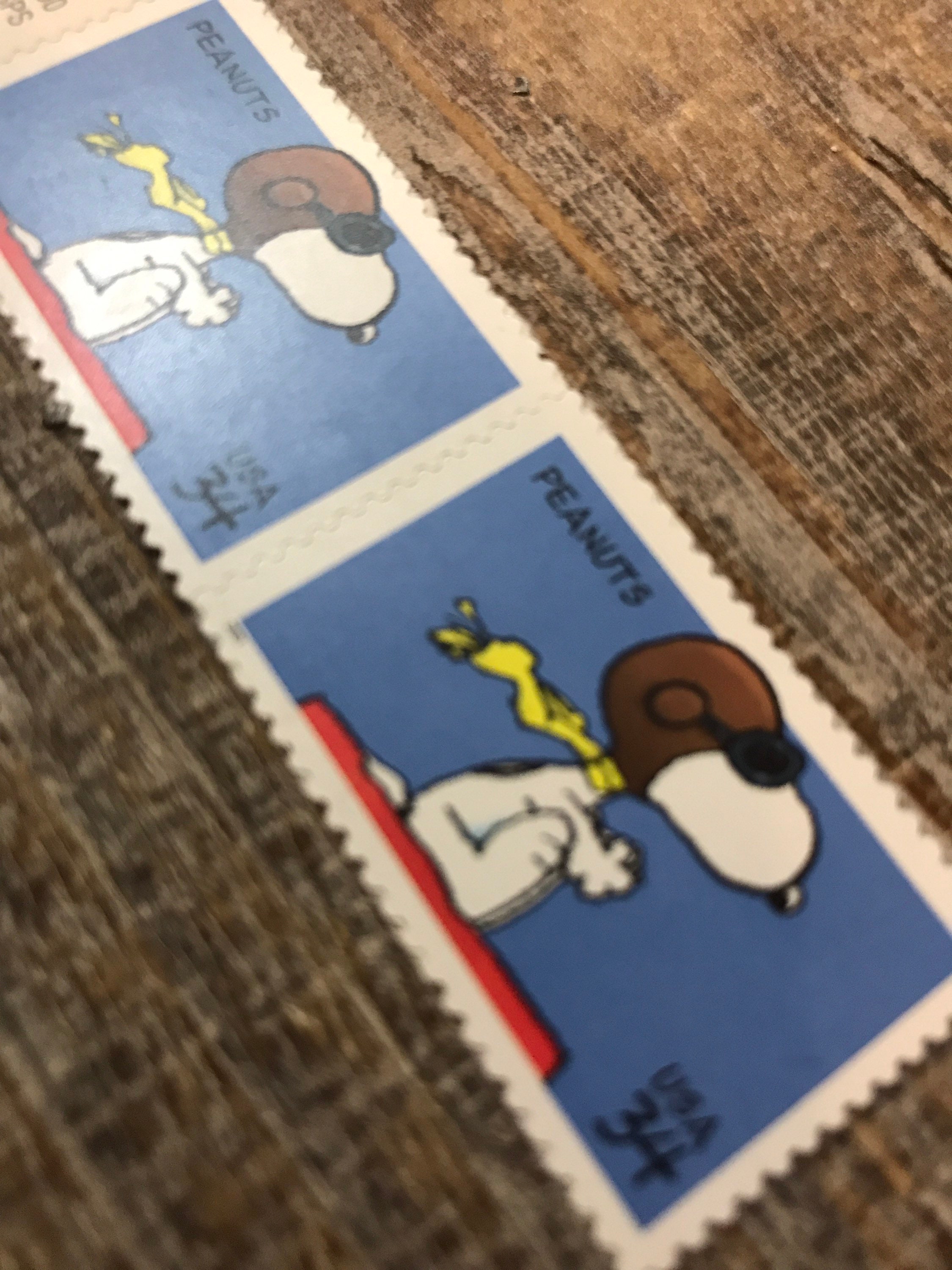 2 Snoopy Peanuts Stamps Unused Etsy