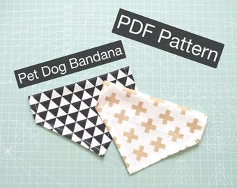PDF Pattern Pet Dog Over The Collar Bandana 6 sizes Tutorials Instant Download