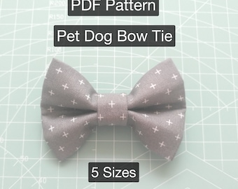 Sewing PDF Pattern Pet Dog Bow Tie 5 sizes Tutorials Instant Download