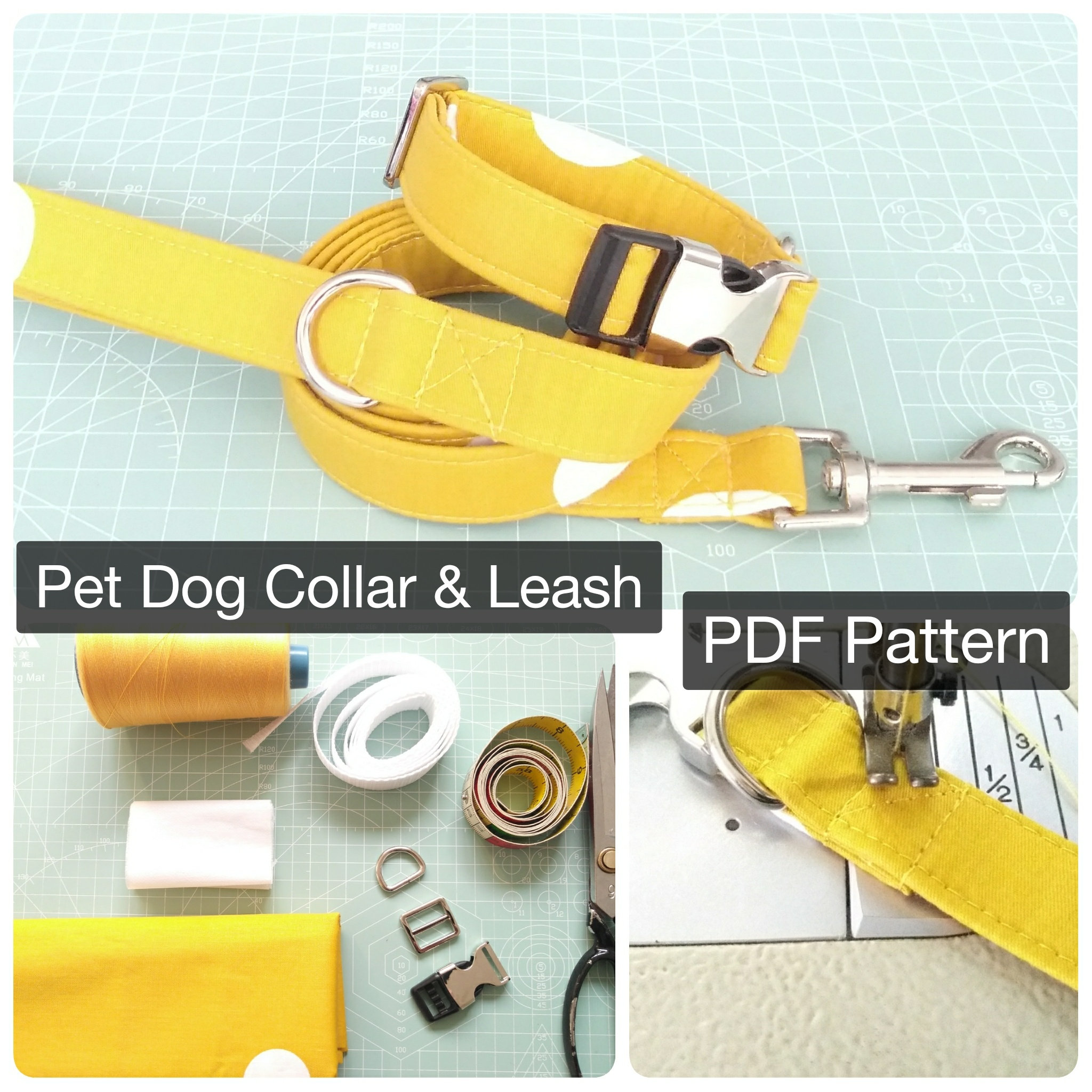 Leash Template.pdf PDF Sewing Pattern Tutorials Instructions Pet Dog Collar Leash Instant ...