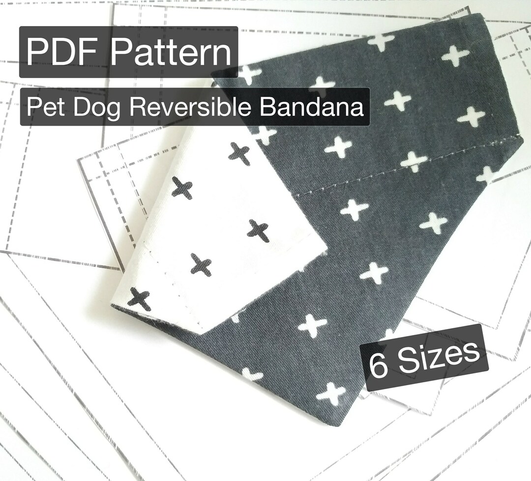 PDF Pattern Reversible Pet Dog Over the Collar Bandana 6 Sizes ...