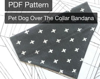 PDF Pattern Pet Dog Over The Collar Bandana 6 sizes Tutorials Instant Download