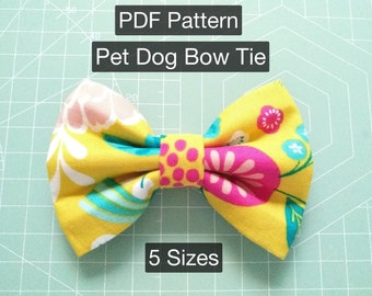 Sewing PDF Pattern Pet Dog Bow Tie 5 sizes Tutorials Instant Download