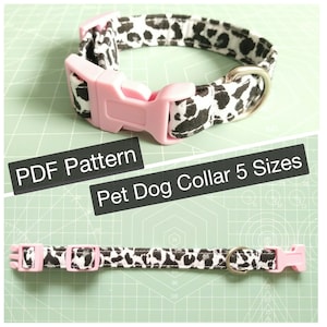 Sewing PDF Pattern Instructions Pet Dog Collar 5 sizes Tutorials Instant Download