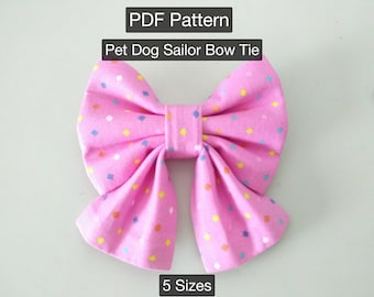 Sewing PDF Pattern Pet Dog Sailor Bow Tie 5 sizes Tutorials Instant Download