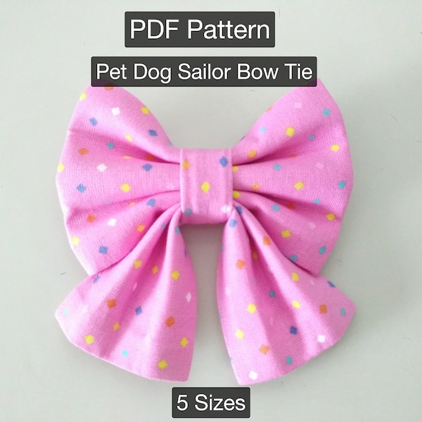 Sewing PDF Pattern Pet Dog Sailor Bow Tie 5 sizes Tutorials Instant Download