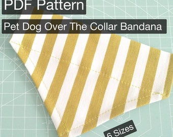 PDF Pattern Pet Dog Over The Collar Bandana 6 sizes Tutorials Instant Download for Beginners