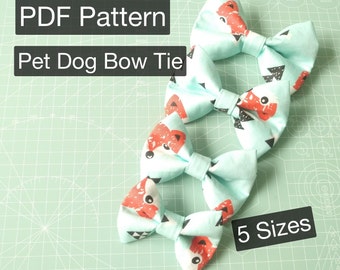 Sewing PDF Pattern Pet Dog Cat Bow Tie 5 sizes Tutorials Instant Download