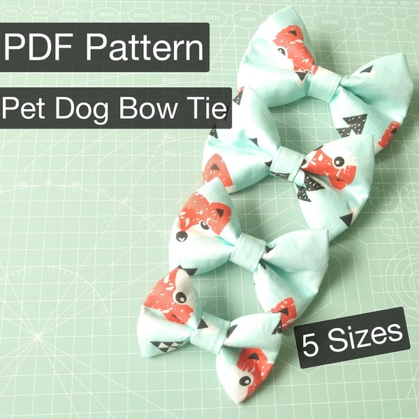 Sewing PDF Pattern Pet Dog Cat Bow Tie 5 sizes Tutorials Instant Download