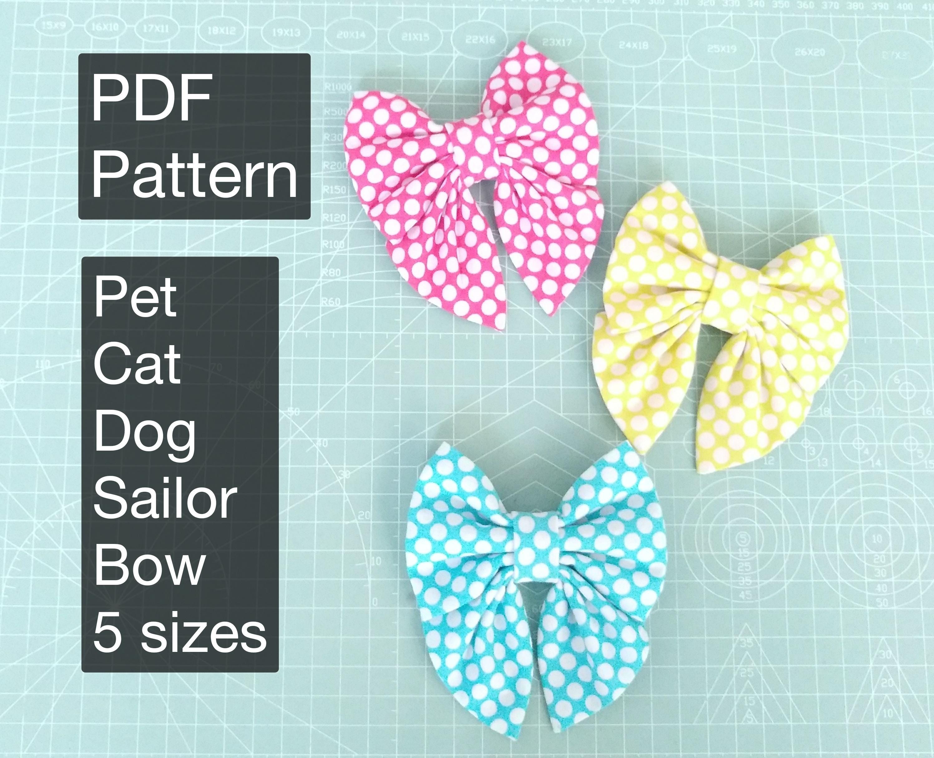 Sewing PDF Pattern Pet Dog Sailor Bow Tie 5 sizes Tutorials Instant Download