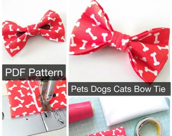 Sewing PDF Pattern Pet Dog Bow Tie Sizes Tutorials Instant