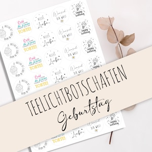 Tealight message &quot;Birthday&quot; as PDF template for candle tattoos. Design your own candles and tealights.