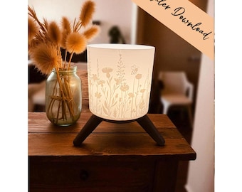 3D print file - decorative lamp - for LED lamp socket - including base - flower meadow - STL + 3MF - lighting