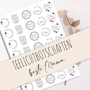 Tealight message &quot;best mom&quot; as PDF template for candle tattoos. Design your own candles and tealights.