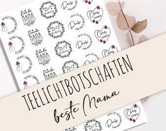 Värmeljusmeddelandet "Bästa mamma" som PDF-mall för ljustatueringar. Designa dina egna ljus och värmeljus.