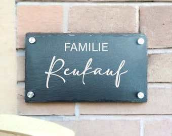 Slate board with family name including wall mount