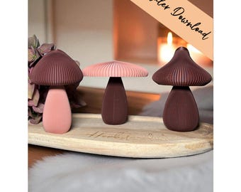 3D print file - Mushroom - Mushroom light - STL + 3MF in ribbed texture - Balloon light - Autumn - Decoration