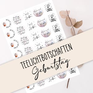 Tealight message "Birthday" as a PDF template for candle tattoos. Design your own candles and tealights.