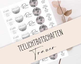 Tealight message "Mourning" as PDF template for candle tattoos Candles and tealights design yourself