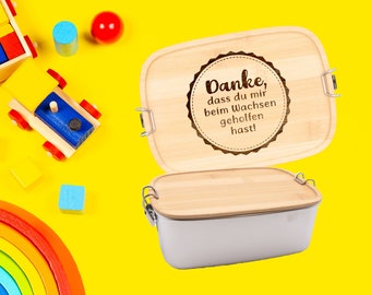 Lunch box made of stainless steel and bamboo, educator, saying personalized gifts with individual engraving