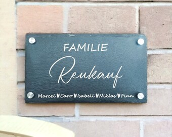 Slate board with house number and street name including wall mount