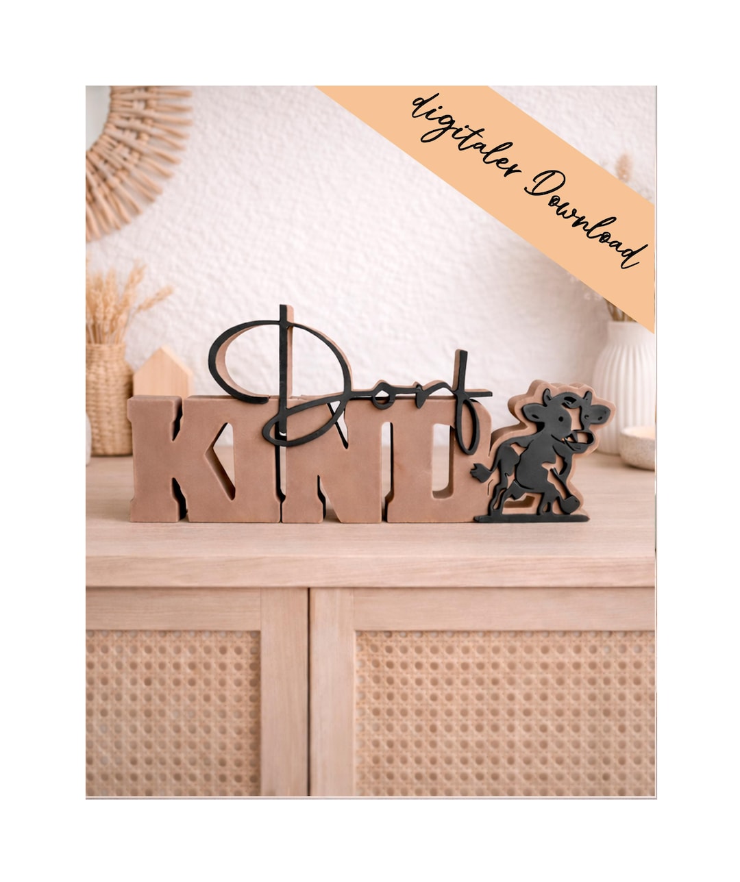3D Print File - Lettering - Village Child and Cow - STL + 3MF ...