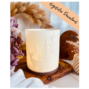 Arquivo para impressão 3D - Windlight - Paisagem com veados - STL + 3MF - Decoração