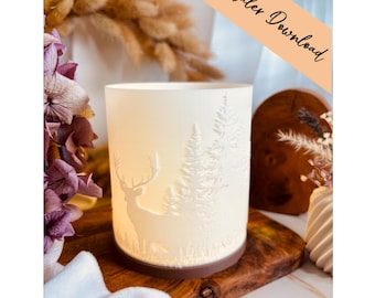 3D print file - Windlight - Deer landscape - STL + 3MF - Decoration