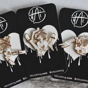 Lewd Shibari Skeleton Gold Enamel Bondage Pins