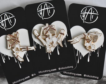 Lewd Shibari Skeleton Gold Enamel Bondage Pins