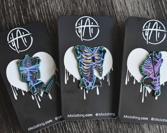 Lewd Shibari Skeleton Black Rainbow Enamel Bondage Pins