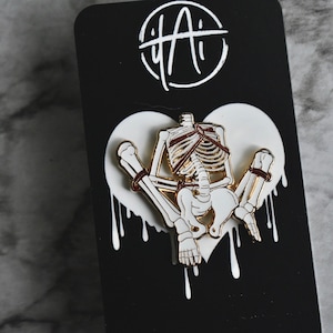 Lewd Shibari Skeleton Gold Enamel Bondage Pins image 3