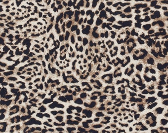 Functional jersey fabric leopard pattern bi-elastic, brown beige black