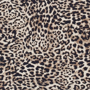 Tessuto jersey funzionale con stampa leopardata, bielastico, marrone, beige, nero