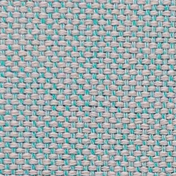 Tissu d'extérieur Téflon motif caisson fin chiné, turquoise naturel