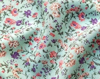 Viscose poplin floral blouse fabric, mint