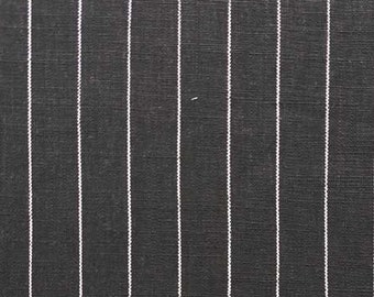 Viscose linen fabric woven narrow pinstripes, white black