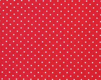 Cotton fabric small dots Petite Dots, white red