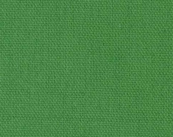 Tissu toile uni, vert herbe